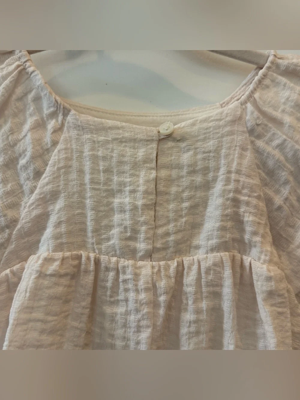 Zara Baby Girls 18-24M Ivory Puff Sleeve Textured Dress